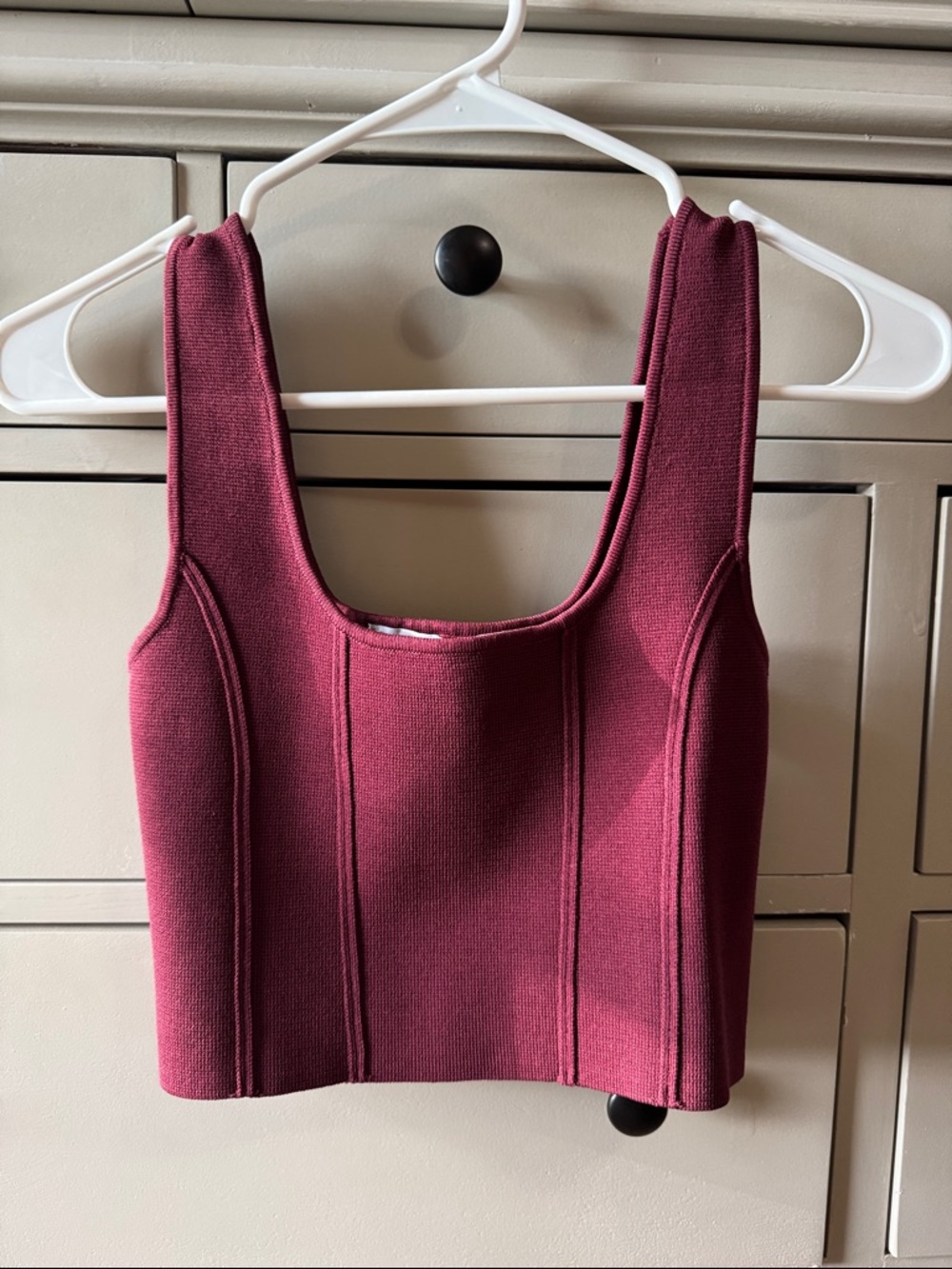 Zara Plum Ribbed Crop Tank Top